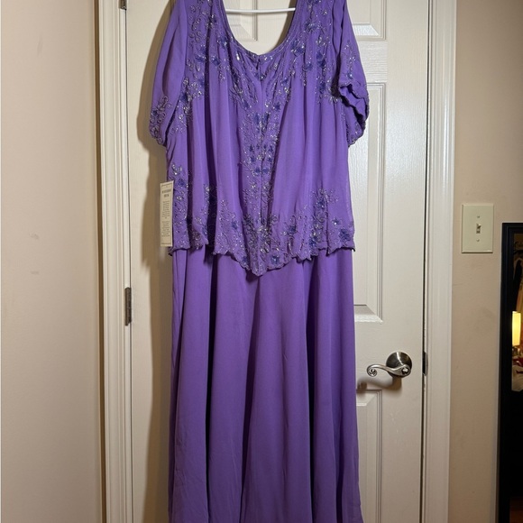 Mother of the bride Roamans Women's Plus Size Purple Beaded Dress Formal Size 32 - Picture 5 of 8